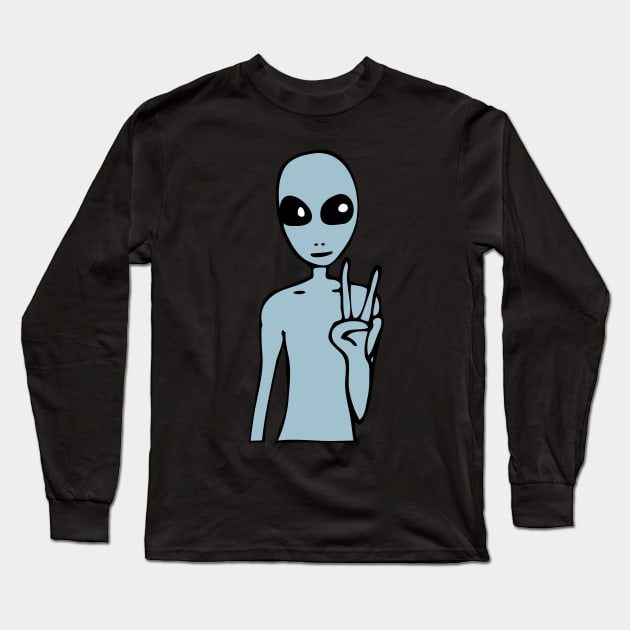 We Come In Peace (blue) Long Sleeve T-Shirt by AlexTal